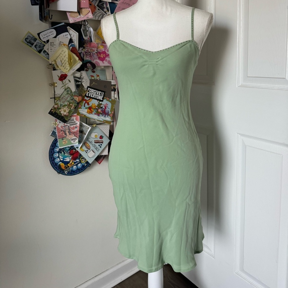Temperley London Sage Green Slip Dress Small